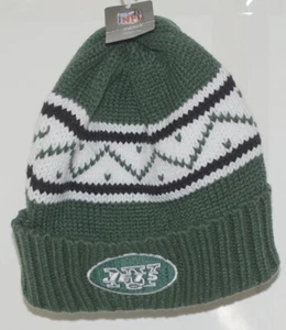 Reebok Team Apparel NFL Licensed New York Jets Green White Knit Beanie - Picture 1 of 7