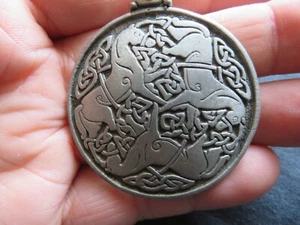 Vintage 2006 Epona Round Pewter Celtic Knot/Horse Pendant Necklace w/ 24" Chain - Picture 1 of 5