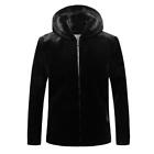Men's Winter Reak Mink Fur Coat Mid-Length Warm Fur Jacket Black Warm Short Tops