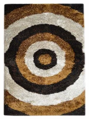 Eco-Friendly Hand Tufted Shag Polyester Area Rug Geometric Multicolor BBK00082 - Image 1 of 4