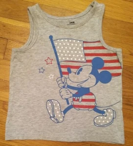 Camiseta sin mangas Disney Mickey Mouse con bandera americana niño pequeño 24 meses - Imagen 1 de 3