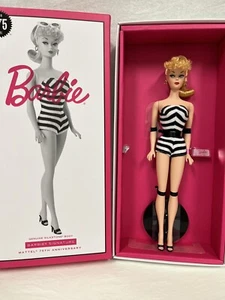 MATTEL 75TH ANNIVERSARY BARBIE SIGNATURE SILKSTONE DOLL + SHIPPER GOLD LABEL NEW - Picture 1 of 13