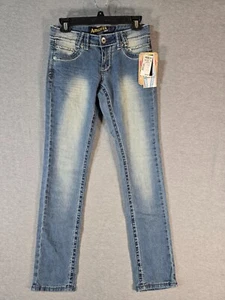 Angels Jeans Girls Jr. Sz 7 Embroidered Pockets Thick Stitching Embellished NWT  - Picture 1 of 8