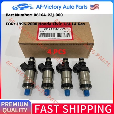 4 PCS For 1996-2000 Honda Civic 1.6L L4 Gas OEM Fuel Injectors 06164-P2J-000 New - Image 1 of 4