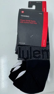 New Lululemon Power Stride No Show Socks 3 Pack  Black  LM9AGJS Size L - Picture 1 of 3