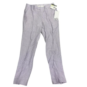 Pantalones de traje Bar III para hombre ajustados 100 % lino lavanda 30x30 - Imagen 1 de 4