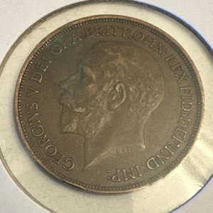 1917 Great Britain One Penny King George V – Bronze British Coin - Picture 1 of 2