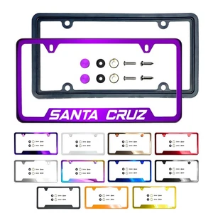 Laser Etched Customize Stainless Steel License Plate Frame Metal Caps-Santa Cruz - Picture 1 of 115