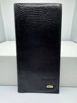 Cartera Larga Bally Vintage Logo Delgada Cuero Negro Usada y Auténtica Foto 1 de 4