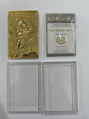 1999 MewTwo Pokemon 24K Gold Plated Trading card Limited Edition W/COA - Image 1 of 2