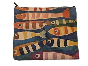Canvas lustige Fisch Make-up Kleinigkeiten Reißverschluss Tasche neu im Paket tolles Geschenk! 7" x 9" - Bild 1 von 4