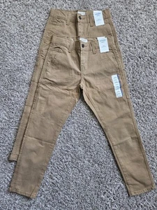 2 Pair Kids Levis Denizen Boys Tan Khaki Cargo Slim Carpenter Pants Jeans 8 Reg - Picture 1 of 16