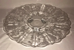 Cambridge ROSE POINT CRYSTAL *12" 3 FOOTED ROUND TRAY* - Picture 1 of 2