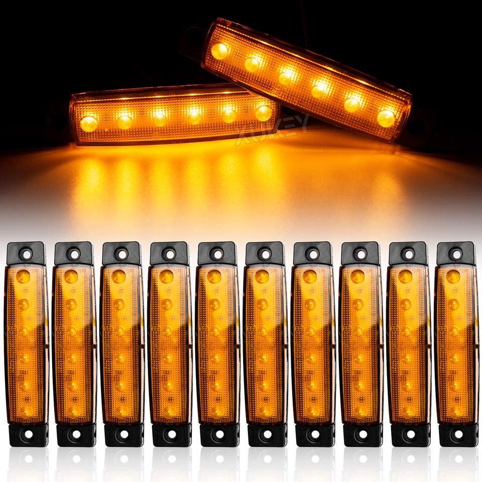 10X 6-LED 12V 24V LKW Seitenmarkierungsleuchte Begrenzungsleuchten Gelb Anhänger - Bild 1 von 4