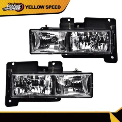Fit For 1988-1998 Chevy Gmc C10 C/K Truck Headlights Lamps Chrome + Bulbs - Image 1 of 4