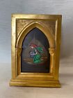 Vtg Hand painted Matted Framed PEEPAL PiPAL LEAF  India MOTHER & CHiLD 8”