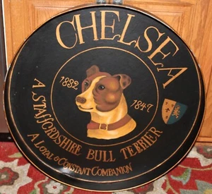 Letrero de metal Staffordshire Bull Terrier Chelsea letrero de perro grande pintado a mano - Imagen 1 de 11