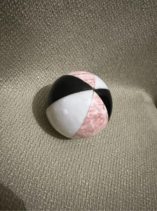 Solid Marble Globe Sphere Ball 3” Pink Black 6 Panel Look Heavy Decor 1.9 Pounds - Picture 1 of 8