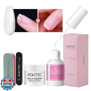 Aokitec 4 PCS Dip Powder Nail Repair Kit for Split Natural Nails, 28g Nail Bu - Picture 1 of 5