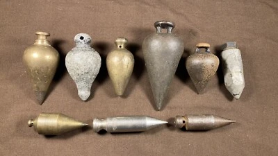 Vintage Antique Early Lot Of Plumb Bob Tool Carpenter Stone Mason Turnip - Image 1 of 4