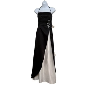 ZUM ZUM BY NIKI LIVAS Vintage Black & White Evening Gown  Prom Pageant Size 7-8 - Picture 1 of 13