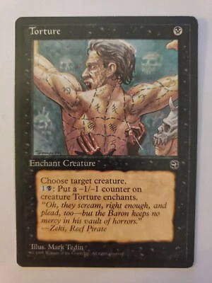 MTG Magic The Gathering Card Torture Enchant Creature Black Homelands 1995 - Image 1 of 2