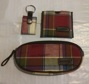 3 Piece Longaberger Homestead Purse Set Plaid Change Mirror Keychain Red Tan - Picture 1 of 10
