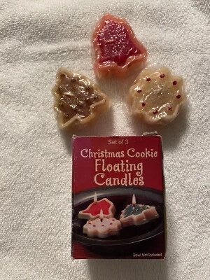Juego de 3 velas flotantes vintage de galletas de Navidad Avon nuevas en caja Giftco Inc Foto 1 de 3