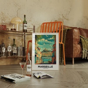 Marseille France Vintage Style Travel Poster - Wall Art, Home Decor - Picture 1 of 15