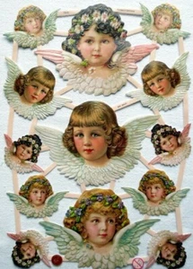 Glanzbilder Oblaten ~  ef 7315 Engel mit Blumen Weihnachten Scrap  Poesie - Bild 1 von 1