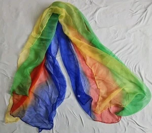 RAINBO 100 % SEIDE SCHAL, handgenäht gerollter Saum, 34 x 58 ZOLL - Bild 1 von 3