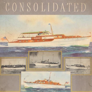 Yachts CONSOLIDATED SHIPBUILDING Vintage Color Lithograph Catalog 1930s - 1940s - Picture 1 of 5