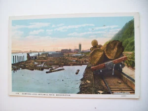 174.ENTSORGUNG VON LOGS IN MILL RACE, WASHINGTON POSTKARTE - Bild 1 von 2