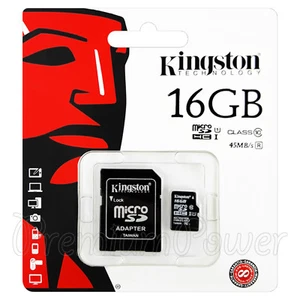 Scheda di memoria Kingston micro SDHC 16 GB classe 10 flash UHS-I 45 MB/s adattatore ORIGINALE - Foto 1 di 1