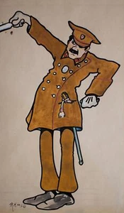 Representación humorística caricatura policía dibujo original - Imagen 1 de 5