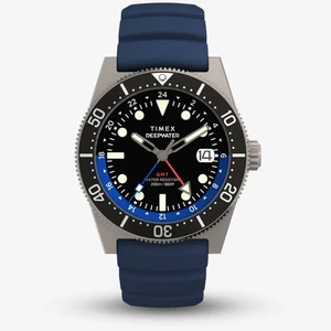 Timex Mens Deepwater Reef GMT Blue Watch TW2W75100 - Picture 1 of 6