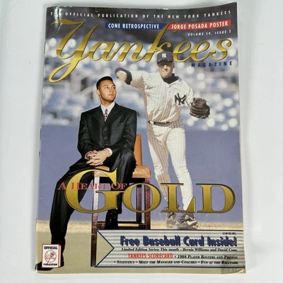 Винтажный бейсбольный плакат New York Yankees Magazine MLB Posada 1998 90-е - Изображение 1 из 4