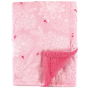 Hudson Baby Kleinkind Mädchen Plüschdecke mit Sherpa Rücken, Blumenmuster, Einheitsgröße - Bild 1 von 1