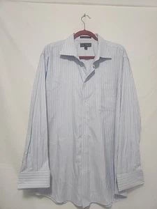 Camisa de vestir Paul Frederick puño francés para hombre 171/2-35 azul a rayas calce clásico - Imagen 1 de 7