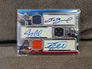 2010 TOPPS FINEST TEBOW BRADFORD CLAUSEN TRIPLE AUTO #/10 ROOKIE RC RARE SP - Picture 1 of 2