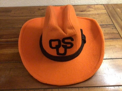 Vintage 80s Oklahoma State Cowboys Cowboy Hat Football Tailgate Orange Sz Medium - Image 1 of 4
