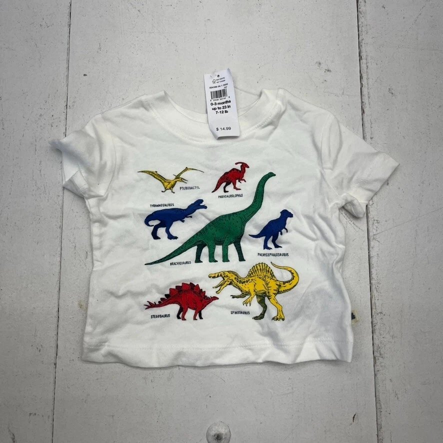 Baby Gap 白色恐龙印花短袖 T 恤儿童 0-3 个月新品 — 第 1/4 张图片