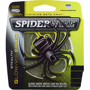 SpiderWire Stealth Glow-Vis Braid Fishing Line, 40 Lb, 125 Yd, Glow Vis Green