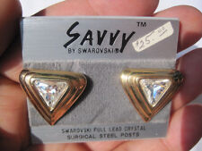 Savvy by Swarovski, Gold-Tone Full Lead Crystal Pierced Earrings!