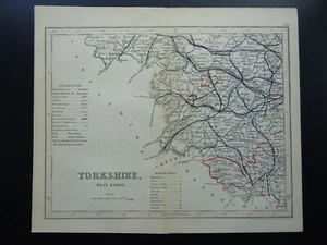 c1854 England antike Grafschaft Karte von YORKSHIRE WESTREITEN von Joshua Archer - Bild 1 von 2