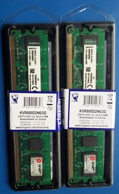 MEMORIE RAM KINGSTON 2 x 2 GB (4 GB)  DDR2 800 MHz 1,8V DIMM PC2 DESKTOP - Immagine 1 di 4