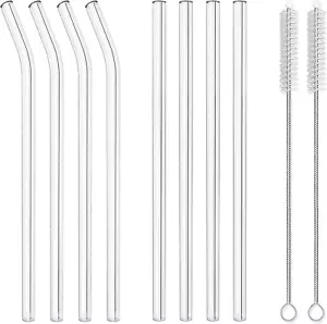 10-Piece Reusable Glass Drinking Straws - 10" X 10 Mm - Smoothie Straws for Milk - Picture 1 of 12