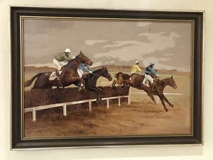 Original Acrylic on Leather painting Equine, Horse Racing by William Morris - Picture 1 of 8