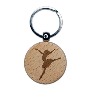 Schlüsselanhänger Dame Mädchen Ballerina Tanzen Springen Ballett Tanz Gravur Holz rund - Bild 1 von 6