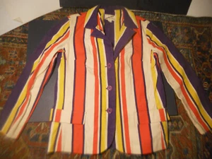 1970s Striped BLAZER Shirt Red white Purple Yellow funky 70s Retro WONDAMERE sz - Bild 1 von 7